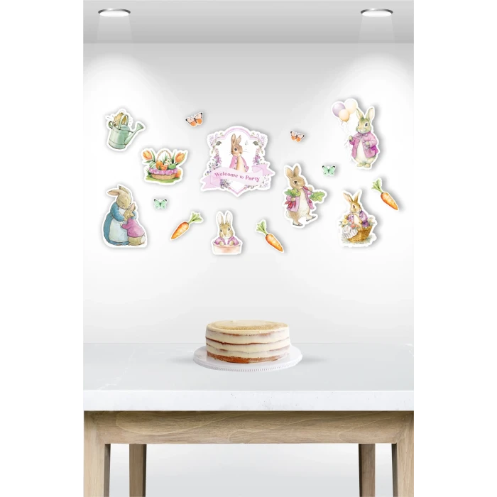 Pink Rabbit Pembe Tavşan Temalı Çok Parçalı Afiş *Kalın Kağıt