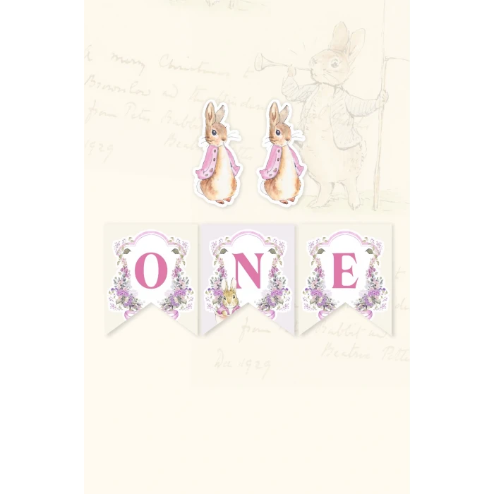 Pink Rabbit Pembe Tavşan Temalı ONE banner *Kalın Kağıt