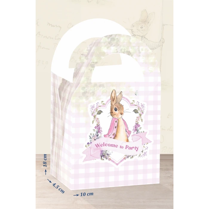 Pink Rabbit Pembe Tavşan Teması Çanta 18x10 cm *8li Paket