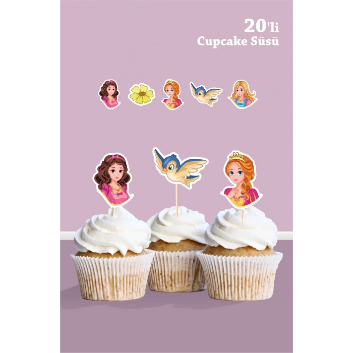 Prenses Teması Cupcake Süsü 20li