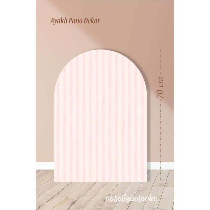 Pudra Çizgili Ayaklı Pano Arka Fon 70 cm | Tasarım | Kapı | Oda | Dekor