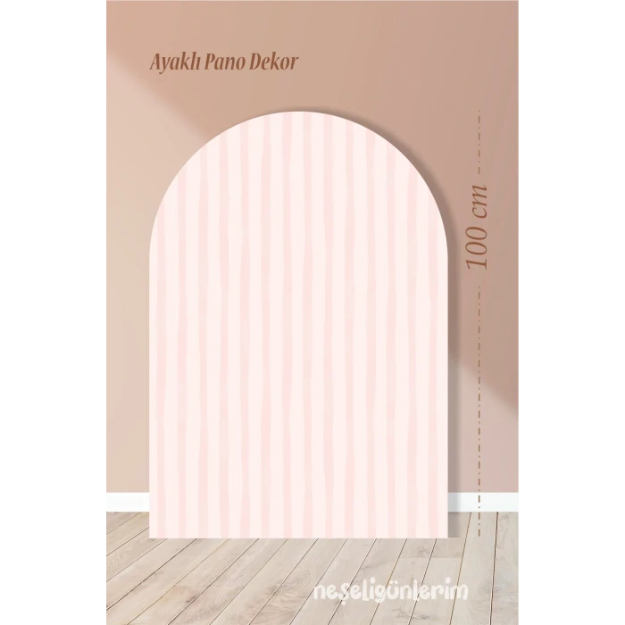Pudra Çizgili Ayaklı Pano Arka Fon 100 cm | Tasarım | Kapı | Oda | Dekor