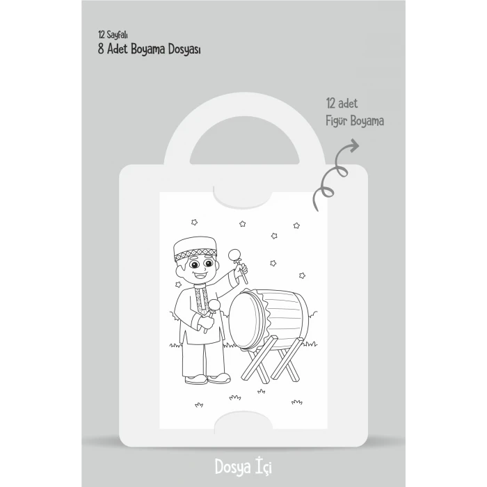 Ramazan Ayı - Boyama Dosyası Seti Hediyesi 15x21cm 8li Paket