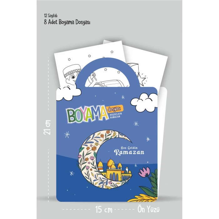 Ramazan Ayı - Boyama Dosyası Seti Hediyesi 15x21cm 8li Paket
