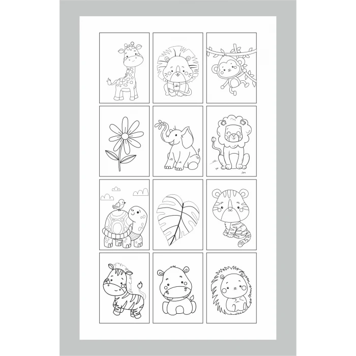 Safari Konsepti Boyama Kitabı 12 Sayfa A6 8li Set