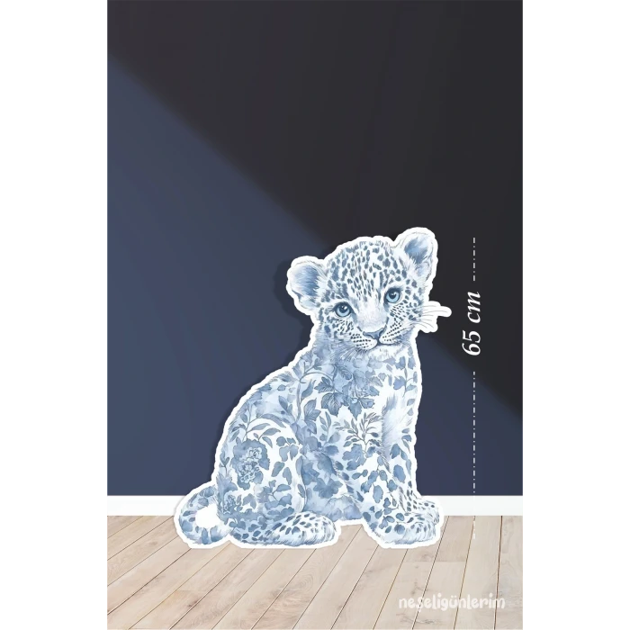 Safari Mavi Leopar Temalı 65 cm Ayaklı Pano Konsept | Tasarım | Kapı | Oda | Dekor