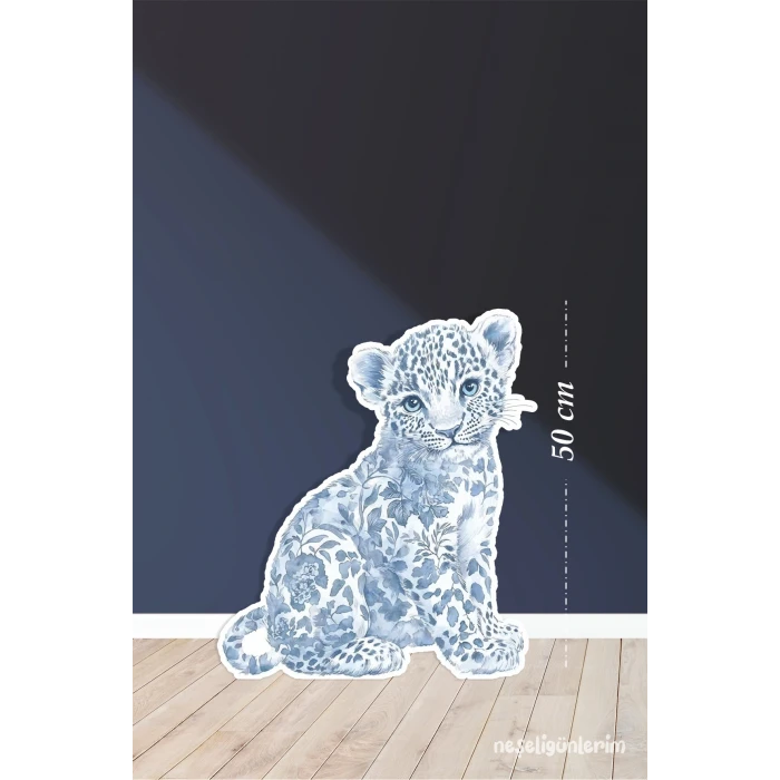 Safari Mavi Leopar Temalı 50 cm Ayaklı Pano Konsept | Tasarım | Kapı | Oda | Dekor