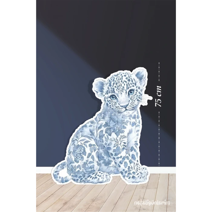 Safari Mavi Leopar Temalı 75 cm Ayaklı Pano Konsept | Tasarım | Kapı | Oda | Dekor