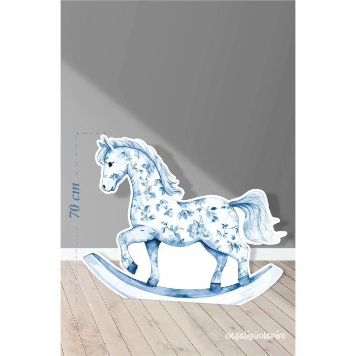 Safari Mavi Sallanan At Temalı 70 cm Ayaklı Pano Konsept | Tasarım | Kapı | Oda | Dekor