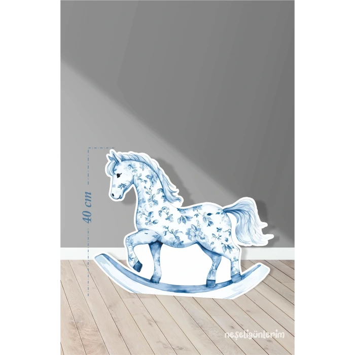 Safari Mavi Sallanan At Temalı 40 cm Ayaklı Pano Konsept | Tasarım | Kapı | Oda | Dekor