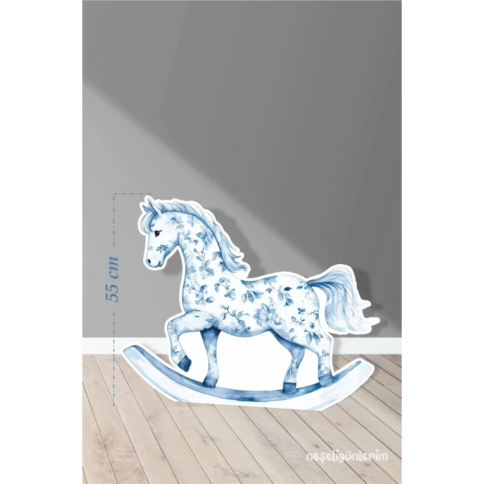 Safari Mavi Sallanan At Temalı 55 cm Ayaklı Pano Konsept | Tasarım | Kapı | Oda | Dekor