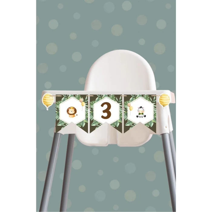 Safari Party Temalı 3 Banner (Kalın Kağıt) Doğum Günü