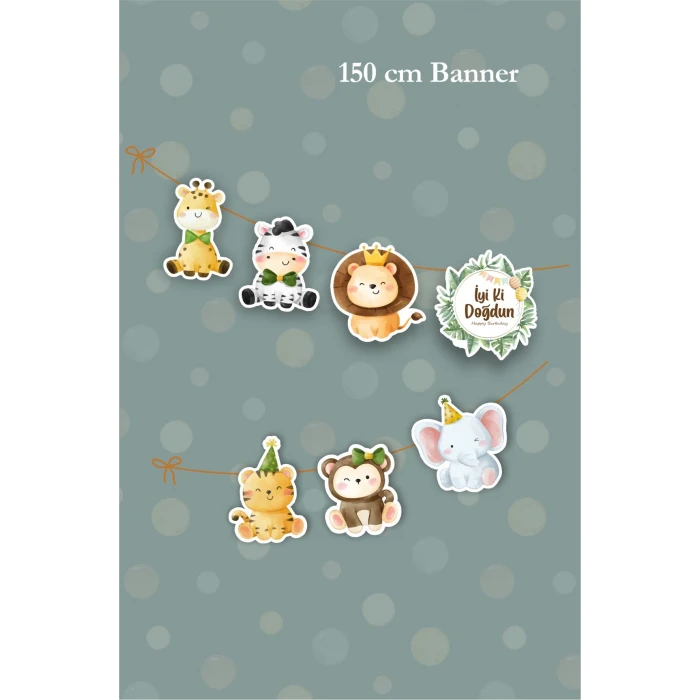 Safari Party Temalı Büyük Banner *Kalın Kağıt 150cm