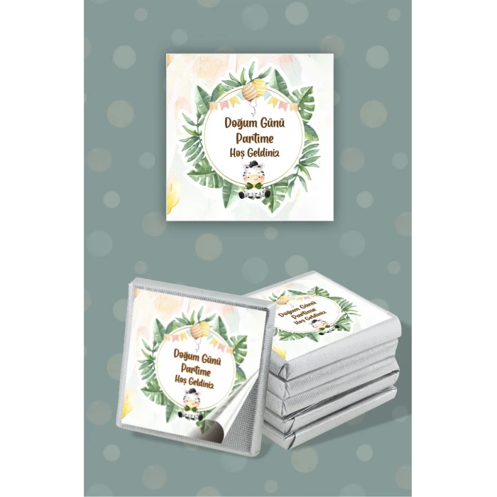 Safari Party Temalı Çikolata Etiketi * Sticker * 60 adet 4x4 cm