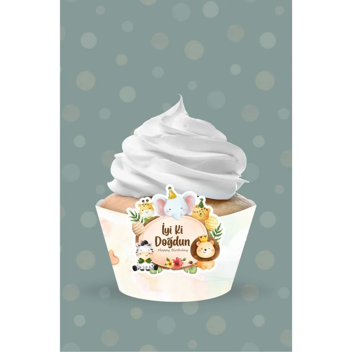 Safari Party Temalı Cupcake Sargısı 8li