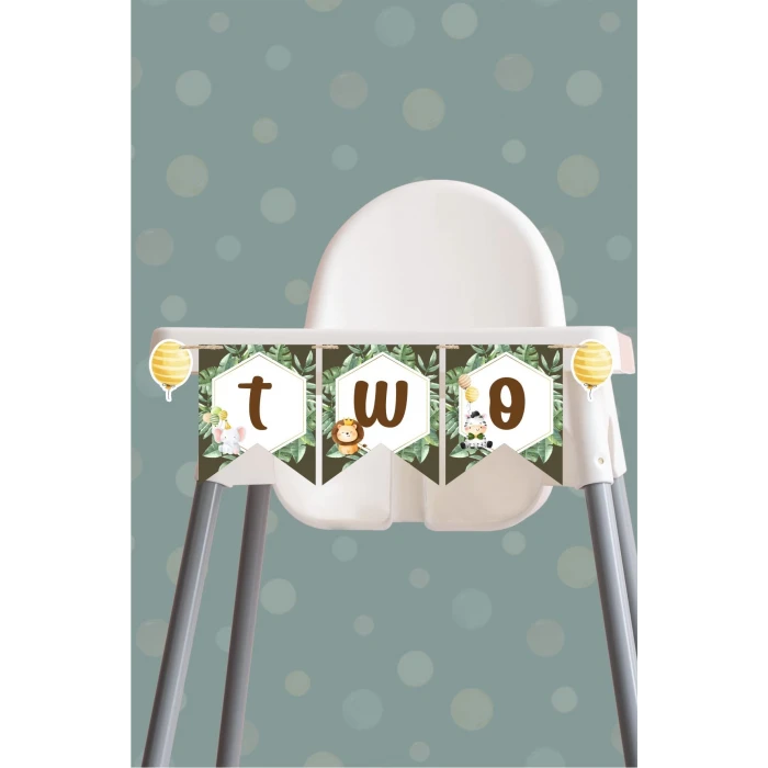 Safari Party Temalı TWO Banner (Kalın Kağıt) Doğum Günü