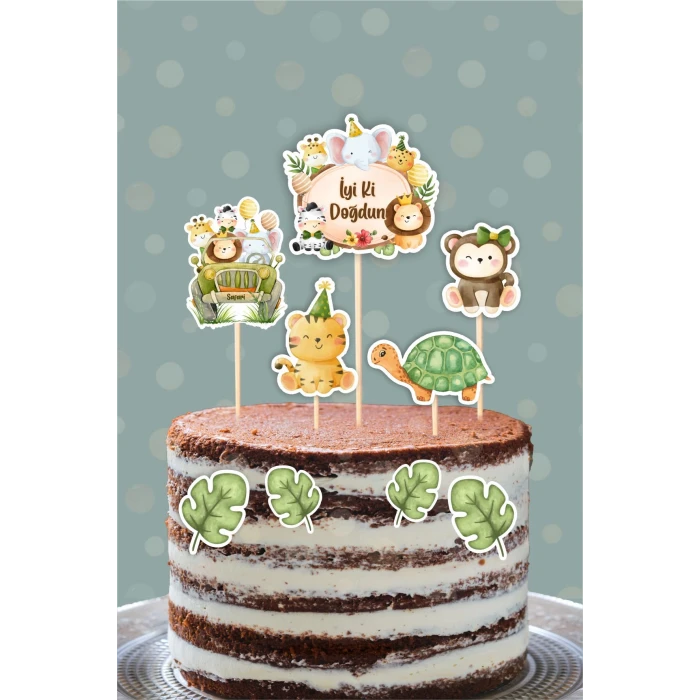 Safari Party Teması Pasta Süsü Seti 9 Parça