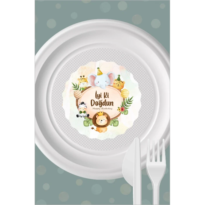 Safari Party Teması Tabak Sticker (Etiket) 15li * Yapışkanlı Kağıt