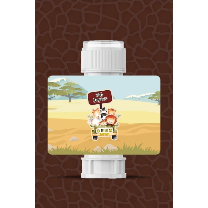 Safari Pastel Temalı - 18 Adet Köpük Baloncuk Etiketi