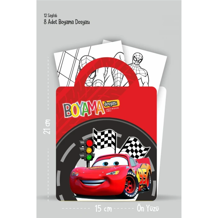 Şimşek Mcqueen Cars Temalı - Boyama Dosyası Seti Hediyesi 15x21cm 8li Paket