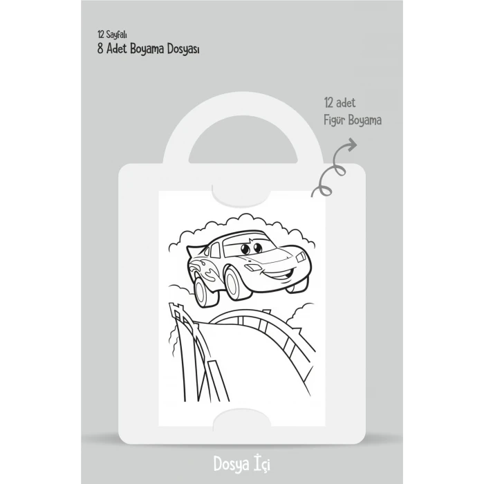 Şimşek Mcqueen Cars Temalı - Boyama Dosyası Seti Hediyesi 15x21cm 8li Paket