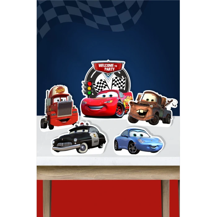 Şimşek Mcqueen Cars Temalı Doğum Günü Ayaklı Pano (Masa Üstü) *Kalın Kağıt