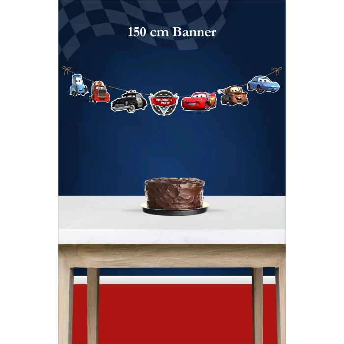 Şimşek Mcqueen Cars Temalı Doğum Günü*  Büyük Banner *Kalın Kağıt 150cm