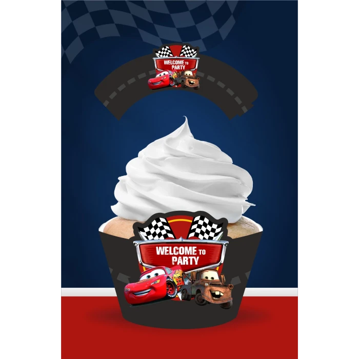 Şimşek Mcqueen Cars Temalı Doğum Günü * Cupcake Sargısı 8li