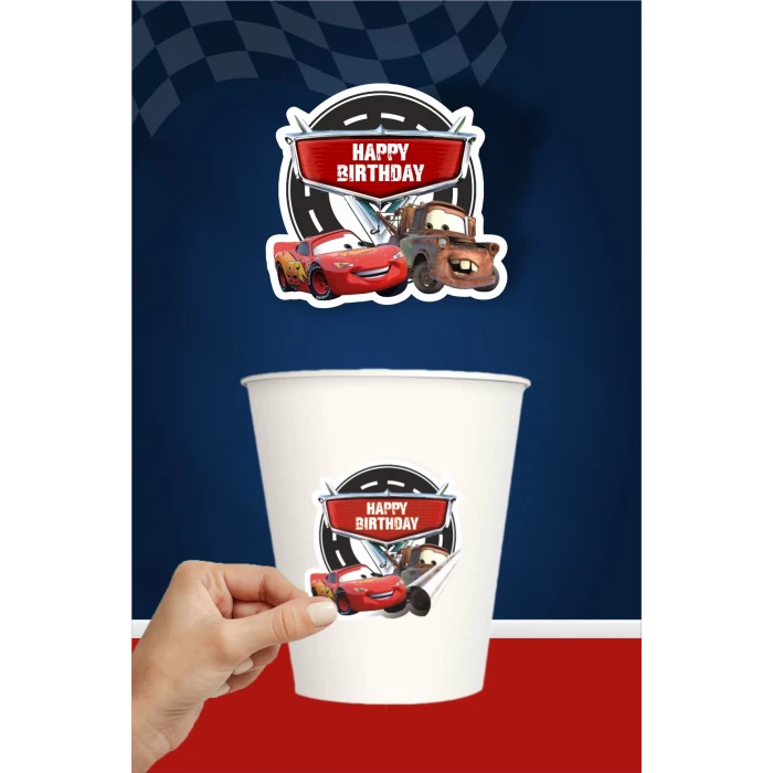 Şimşek Mcqueen Cars Temalı Doğum Günü Seti Sticker (Etiket) 20 li