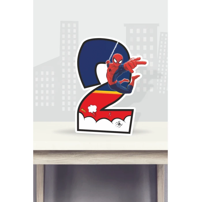 Spiderman Örümcek Adam Temalı Ayaklı Rakam Pano - 2 Yaş (40 cm)