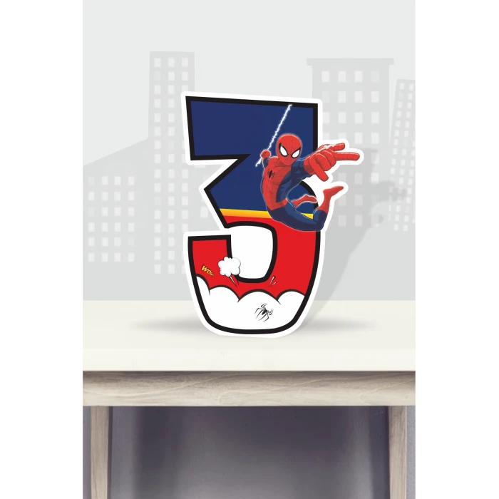 Spiderman Örümcek Adam Temalı Ayaklı Rakam Pano - 3 Yaş (40 cm)