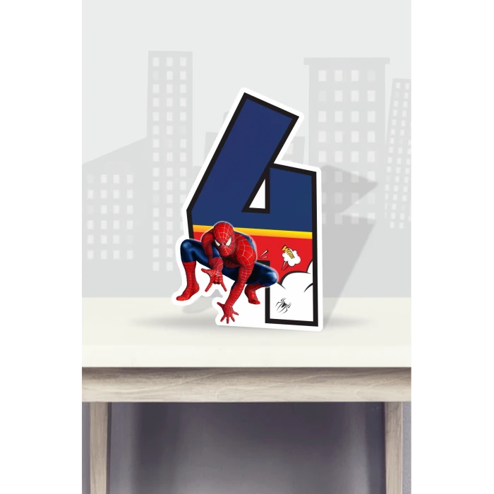 Spiderman Örümcek Adam Temalı Ayaklı Rakam Pano - 4 Yaş (40 cm)