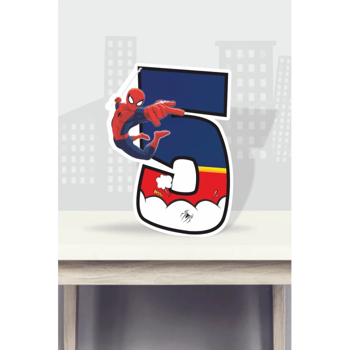 Spiderman Örümcek Adam Temalı Ayaklı Rakam Pano - 5 Yaş (40 cm)