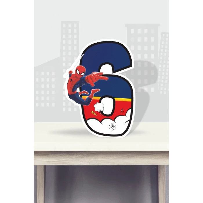 Spiderman Örümcek Adam Temalı Ayaklı Rakam Pano - 6 Yaş (40 cm)