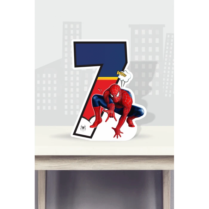 Spiderman Örümcek Adam Temalı Ayaklı Rakam Pano - 7 Yaş (40 cm)