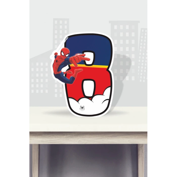 Spiderman Örümcek Adam Temalı Ayaklı Rakam Pano - 8 Yaş (40 cm)