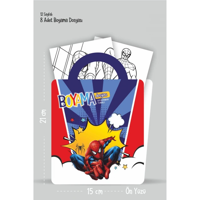Spiderman Örümcek Adam Temalı - Boyama Dosyası Seti Hediyesi 15x21cm 8li Paket