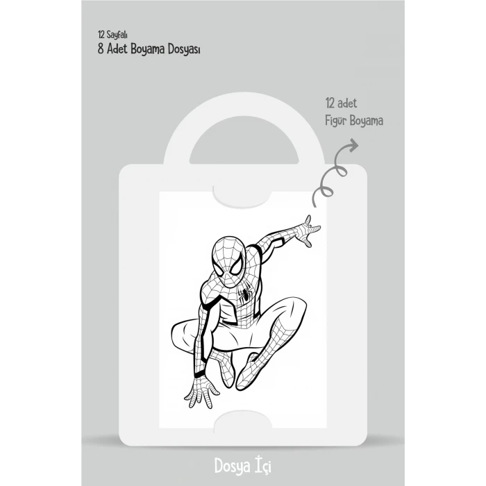 Spiderman Örümcek Adam Temalı - Boyama Dosyası Seti Hediyesi 15x21cm 8li Paket