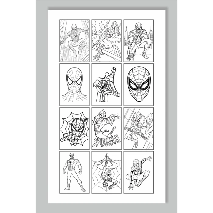 Spiderman Örümcek Adam Temalı - Boyama Dosyası Seti Hediyesi 15x21cm 8li Paket