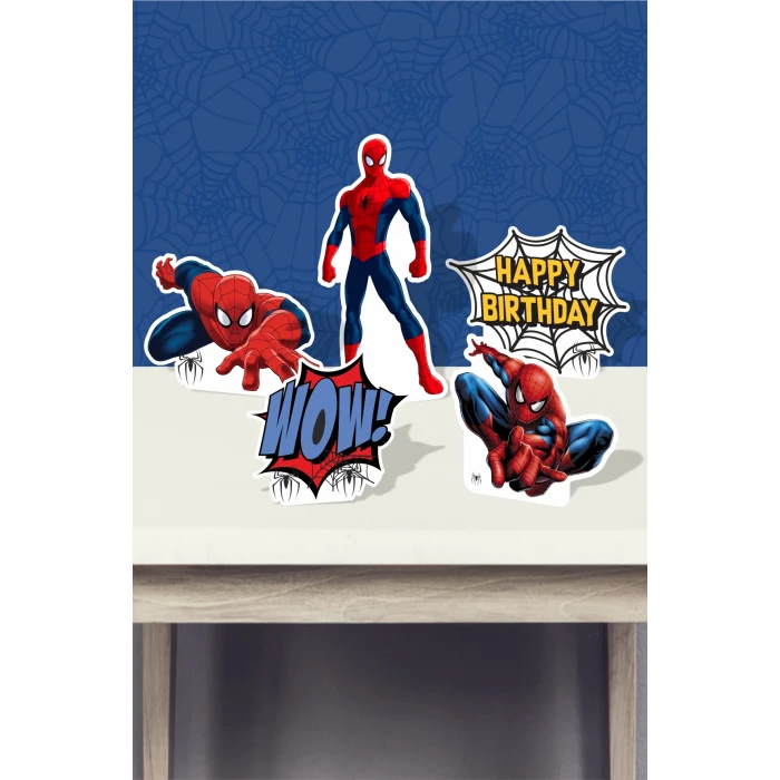 Spiderman Örümcek Adam Temalı Doğum Günü Ayaklı Pano (Masa Üstü) *Kalın Kağıt