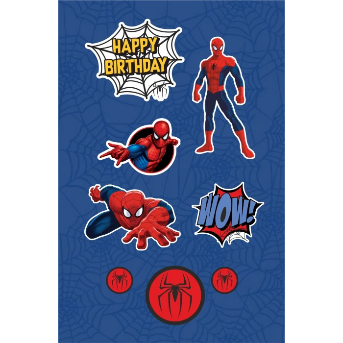 Spiderman Örümcek Adam Temalı Doğum Günü Kürdanlı Pasta Süsü