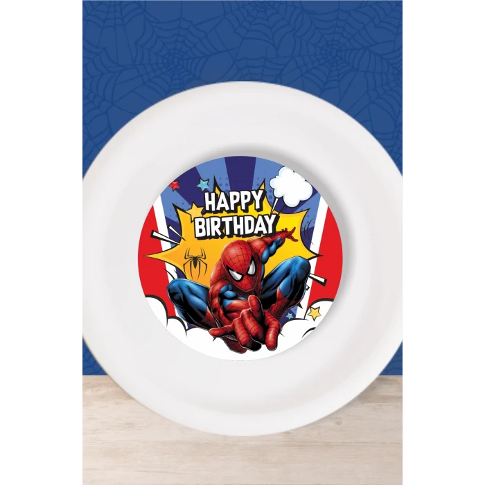 Spiderman Örümcek Adam Temalı Doğum Günü Seti Tabak Sticker (Etiket) 15li