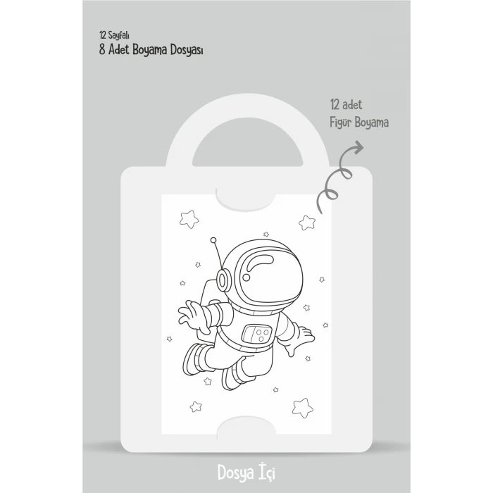 Uzay Temalı - Boyama Dosyası Seti Hediyesi 15x21cm 8li Paket