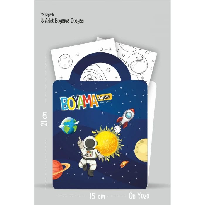 Uzay Temalı - Boyama Dosyası Seti Hediyesi 15x21cm 8li Paket