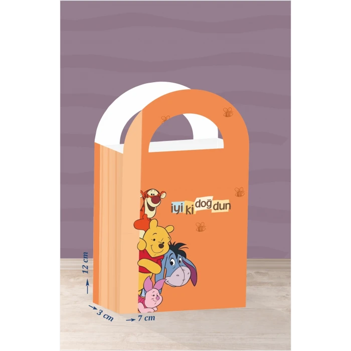 Winnie The Pooh Friends Teması Mini Çanta 12x7 cm 8li Paket