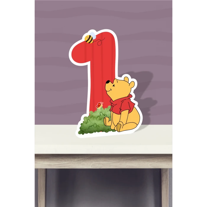 Winnie The Pooh Temalı Ayaklı Rakam Pano - 1 Yaş (40 cm)