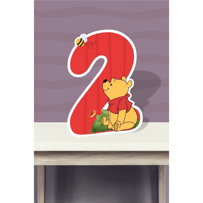 Winnie The Pooh Temalı Ayaklı Rakam Pano - 2 Yaş (40 cm)