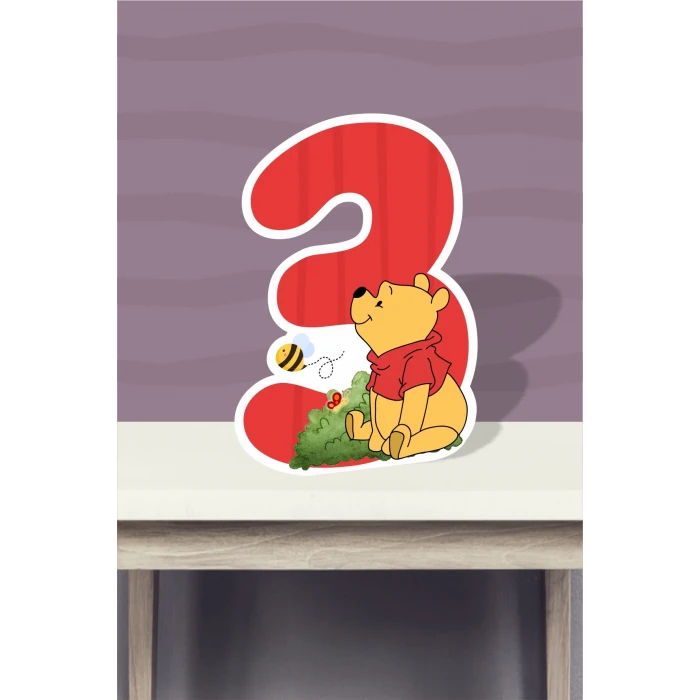 Winnie The Pooh  Temalı Ayaklı Rakam Pano - 3 Yaş (40 cm)