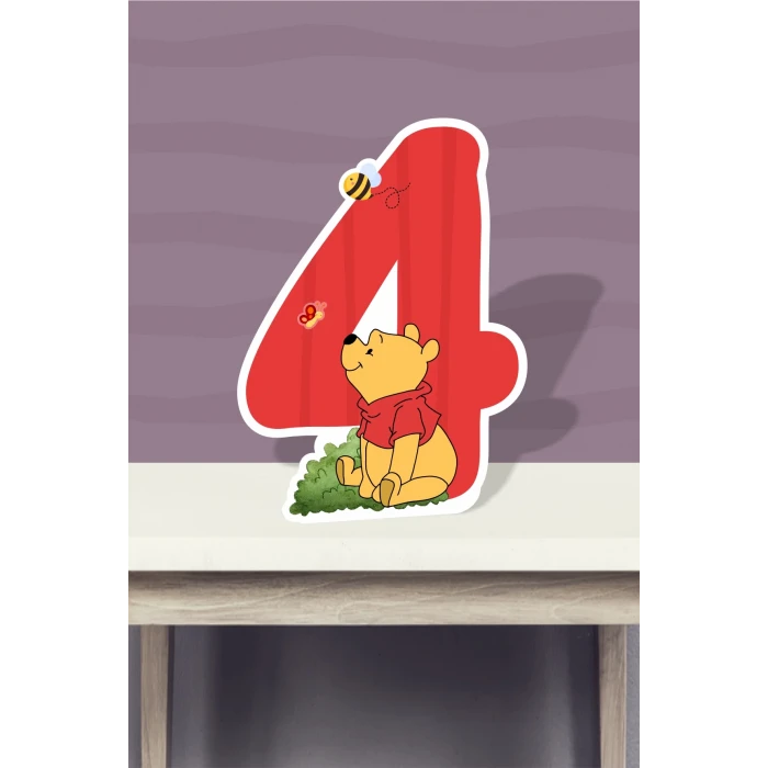Winnie The Pooh Temalı Ayaklı Rakam Pano - 4 Yaş (40 cm)