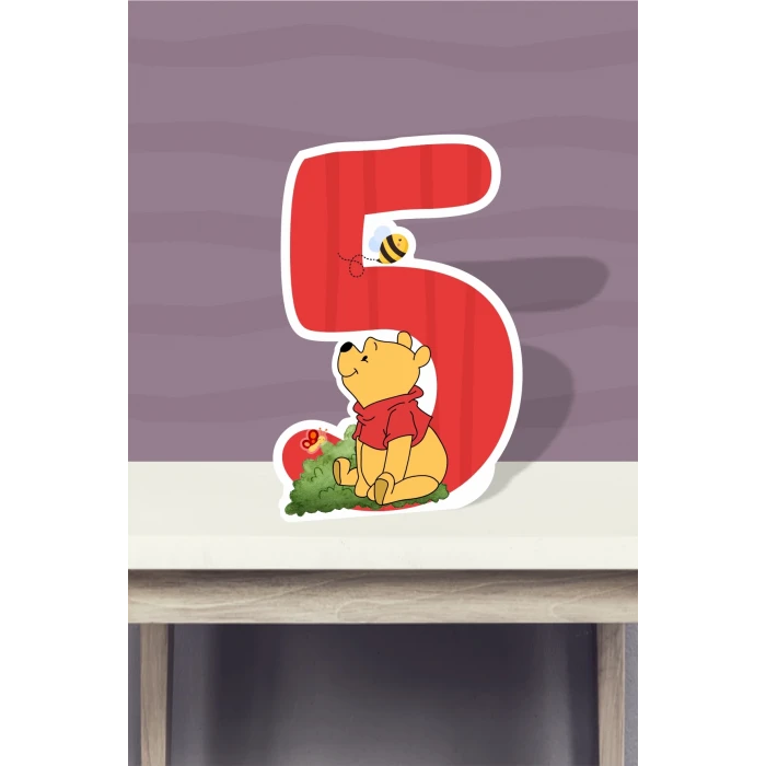 Winnie The Pooh Temalı Ayaklı Rakam Pano - 5 Yaş (40 cm)